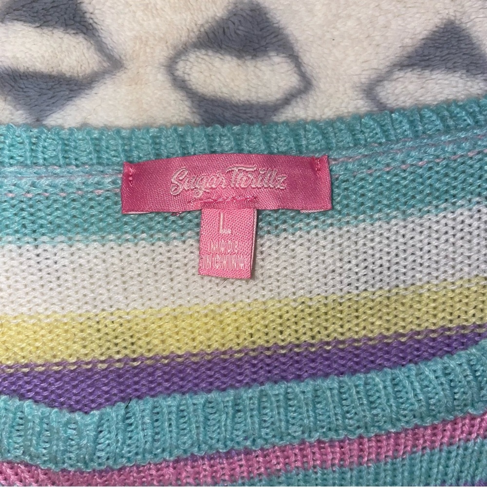 Sugar Thrillz Pastel Striped Sweater - Picture 3 of 4